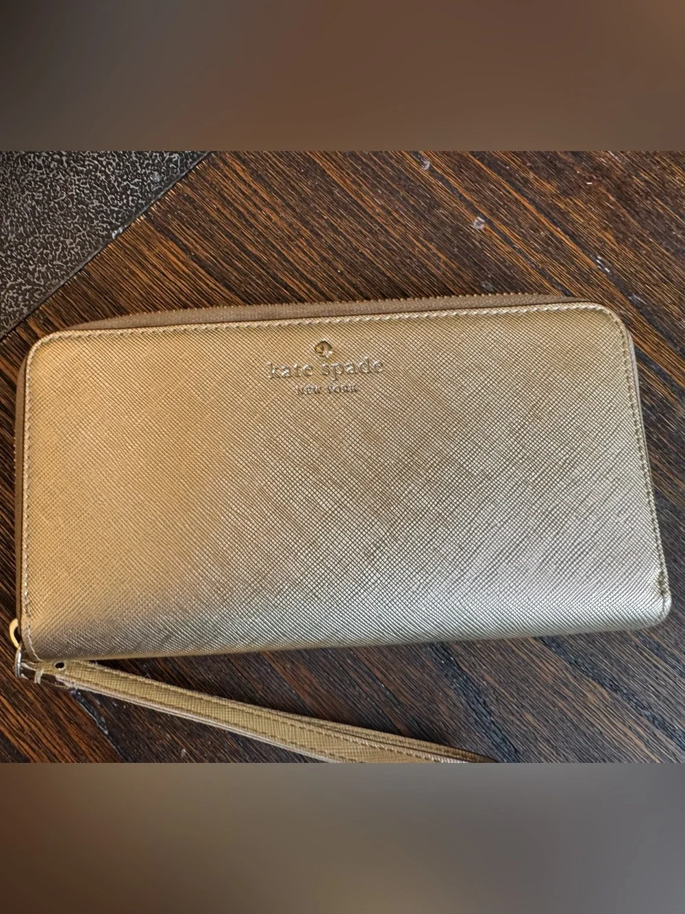 kate spade Black Pebbled Leather Satchel with Gold Zip Wallet